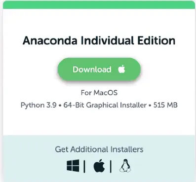 Anaconda indibidual Editionのダウンロード画面んです。