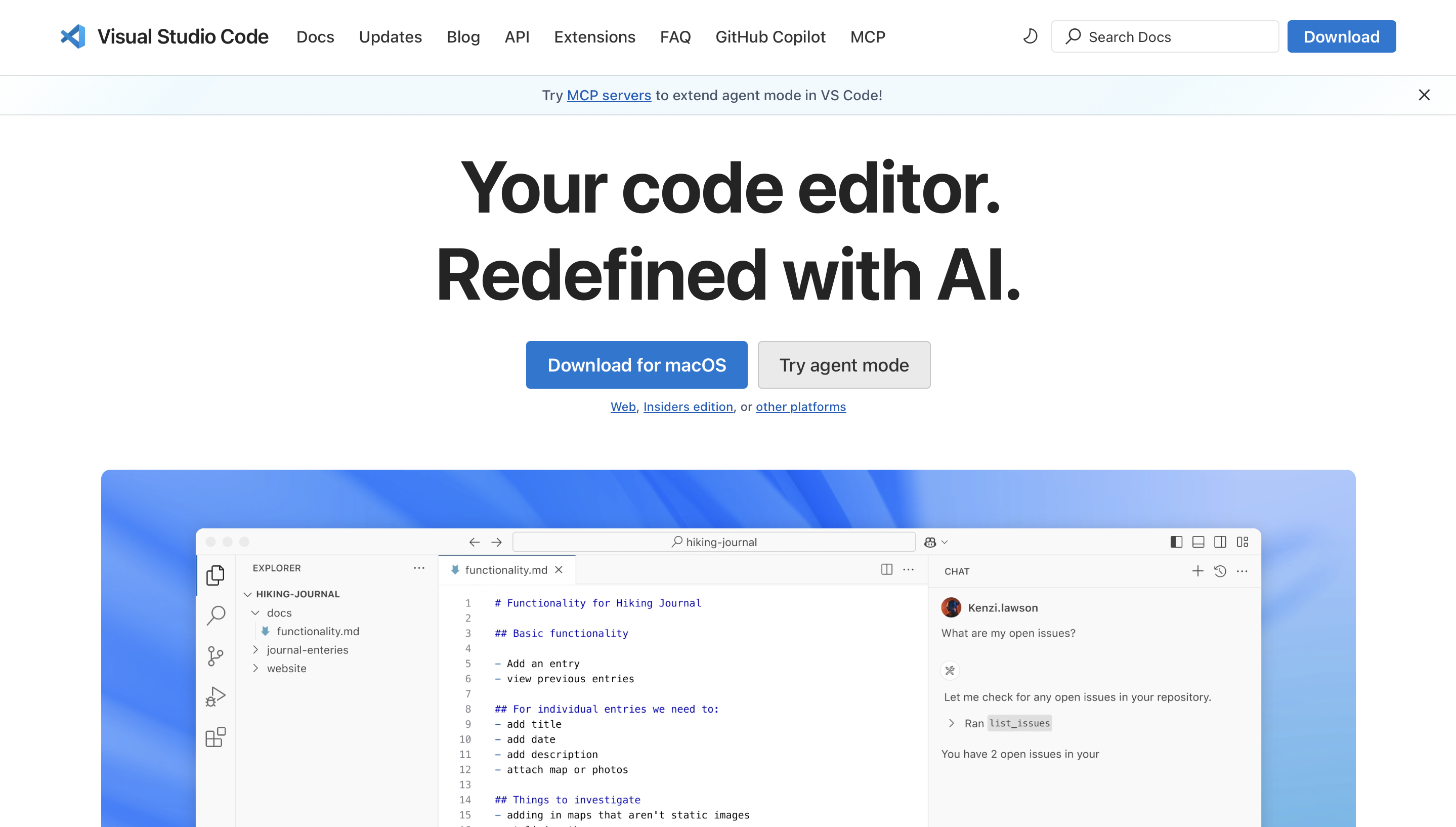 Visual Studio Codeのダウンロード画面