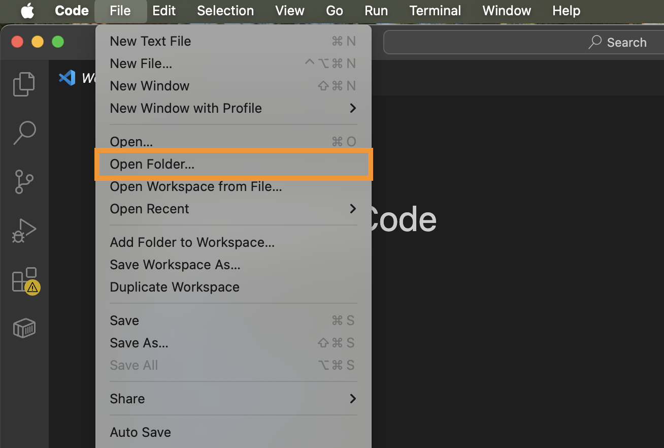 VSCodeアプリ（フォルダを開く）
