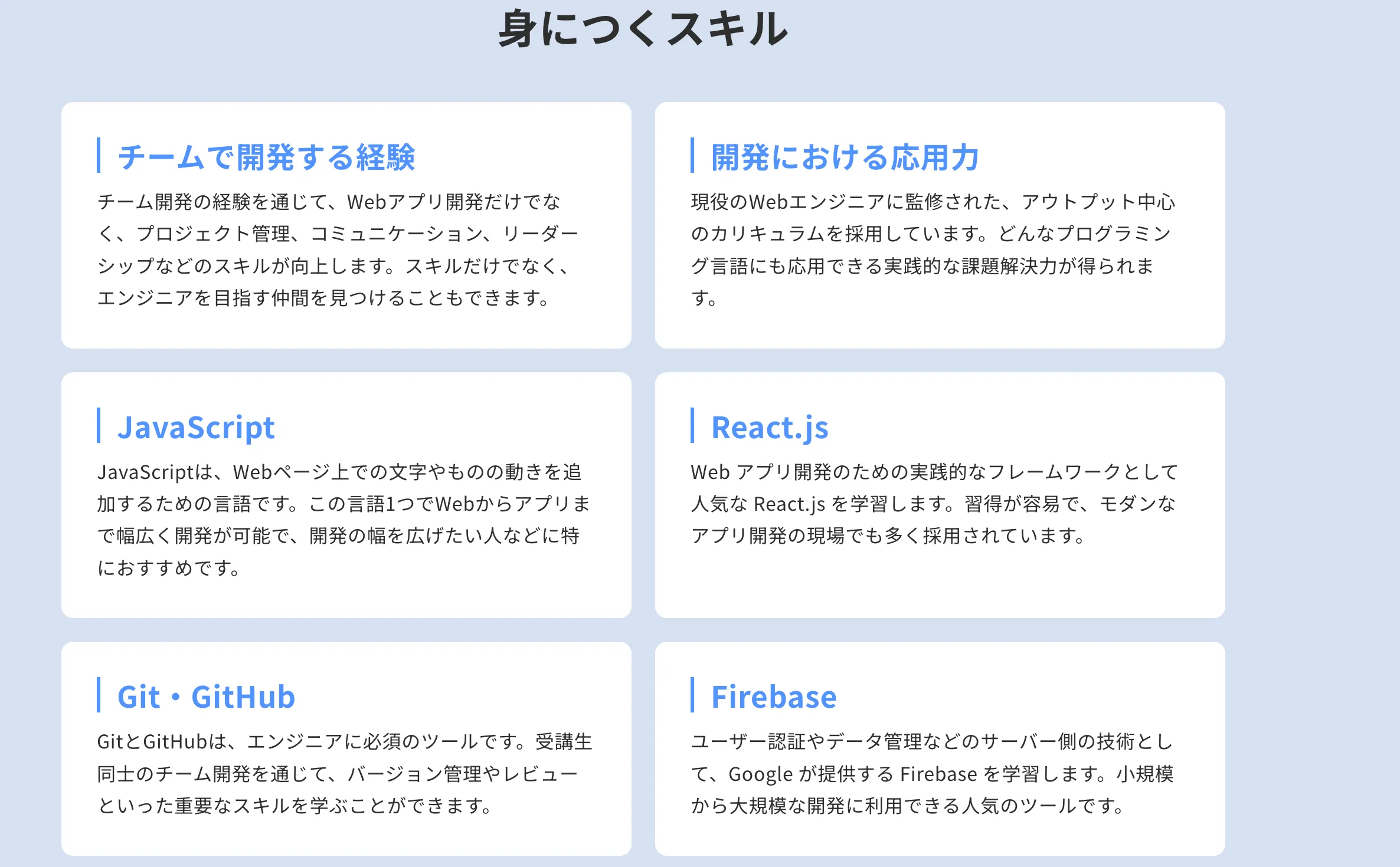 身につくスキルを解説している画像