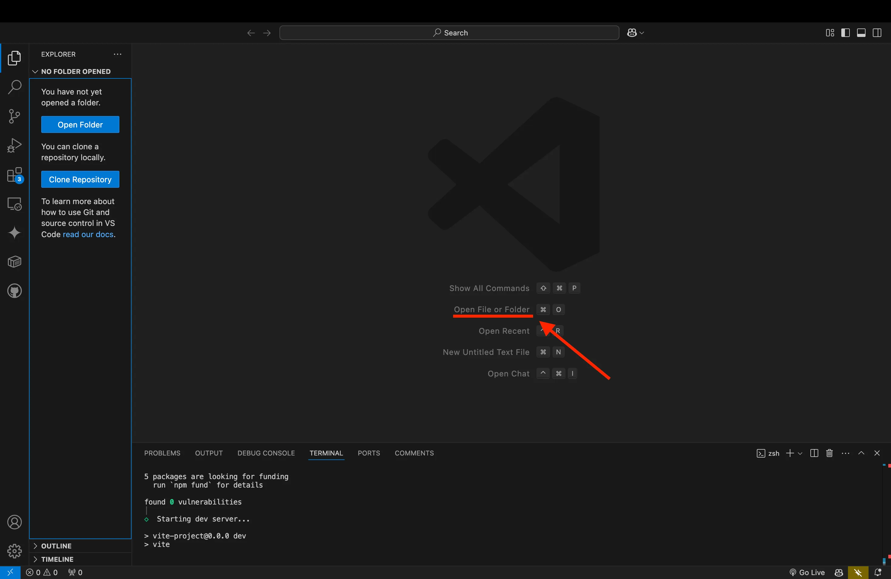 VSCodeフォルダの開き方を説明した画像