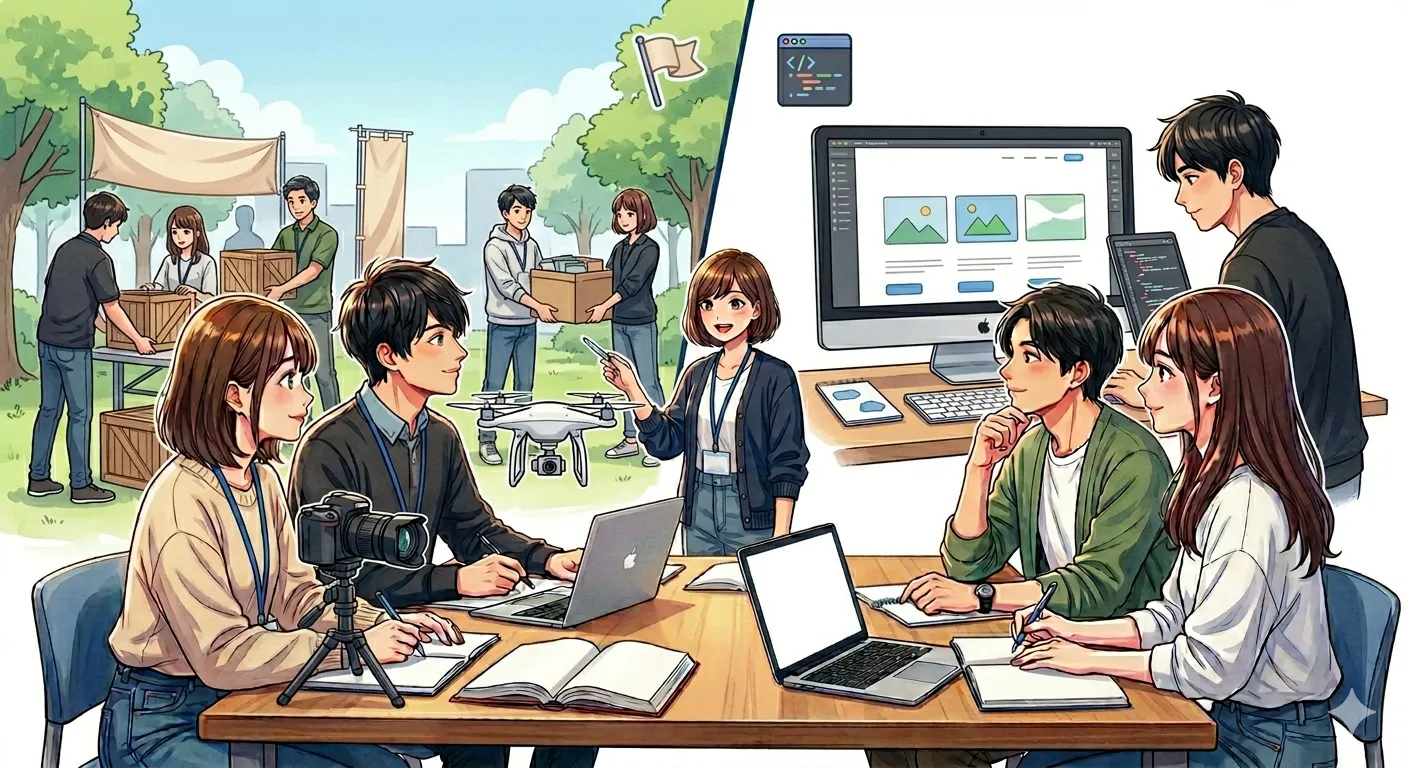 ゼミ以外のガクチカを表したイラスト